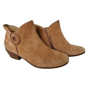 Jack Rogers Peyton Whipstitch Booties Suede Leather Zip Up Womens Size 7.5